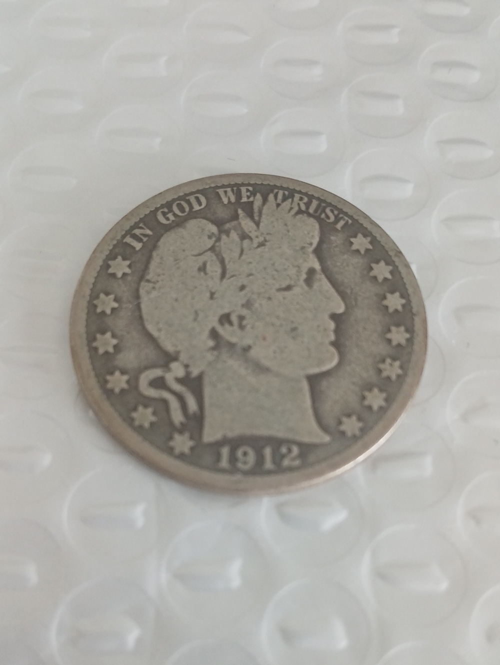 1912 Silver Barber Half Dollar Coin - Silver
